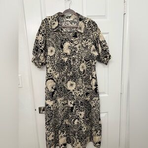 Umgee Black and Cream Paisley Midi Dress 2X